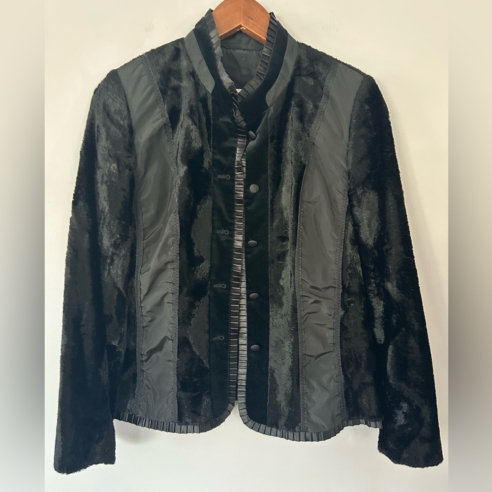Basler Horst Basler Velvet Silk Cropped Blazer Jacket | Vintage | Sz 36 | Black